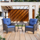 Belord High Back Patio Chairs Set of 2 - Brown Wicker Chairs Outdoor Seating - Photo 7