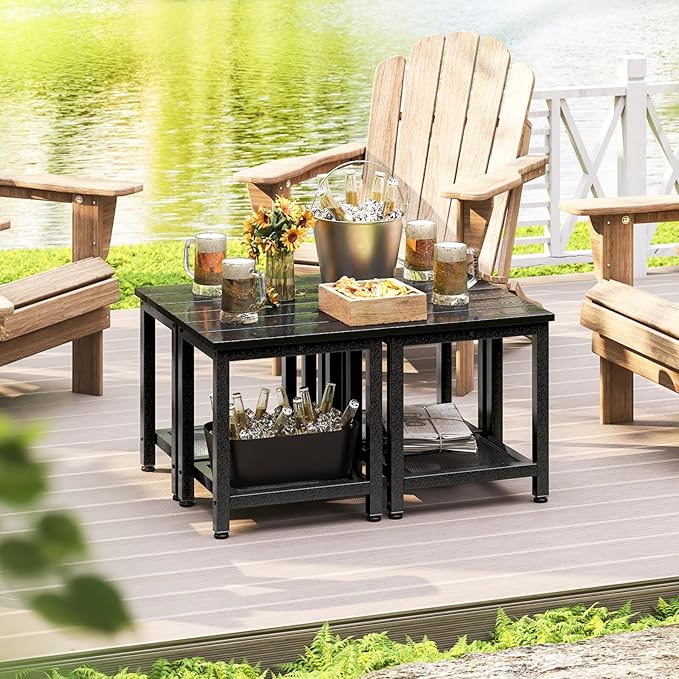 ODK Outdoor Double Side Table, Adirondack Patio End Table with Weather-Resistant Waterproof Top for Hot Tub Garden - Photo 7
