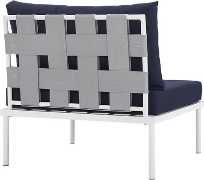 Modway EEI-2600-WHI-NAV Harmony Outdoor Patio Aluminum, Armless Chair, White Navy