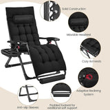 Yaheetech 26" Zero Gravity Chair Folding Reclining Lounge Recliner with Removable Pad & Headrest & Side Cup Holder Tray - Photo 4