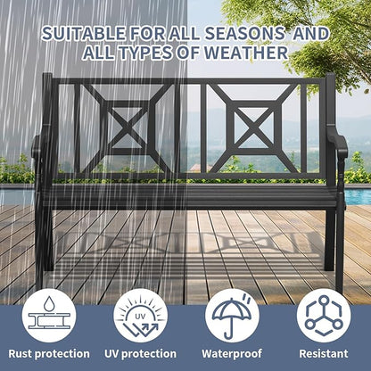 SHGJ&SOFT Outdoor Bench, Garden Bench, Outdoor Metal Frame Patio Park Bench,for Porch, Lawn,Garden,Yard (BK-05)