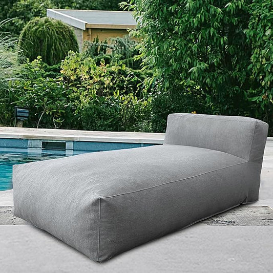 Bean Bag Chaise Lounge Chair Outdoor, Water Resistant Floor Lounge Chairs Foam Filled for Pool & Outside, Patio Day Bed Modern Furniture Set, Comfy Lazy Sofa Couch Bean Bag, Dark Gray
