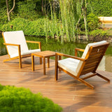 IDZO Natural 3-Piece Patio Bistro Sets with Foldable 400lbs Weight Chairs, a 220lbs Shelf Table - Photo 2