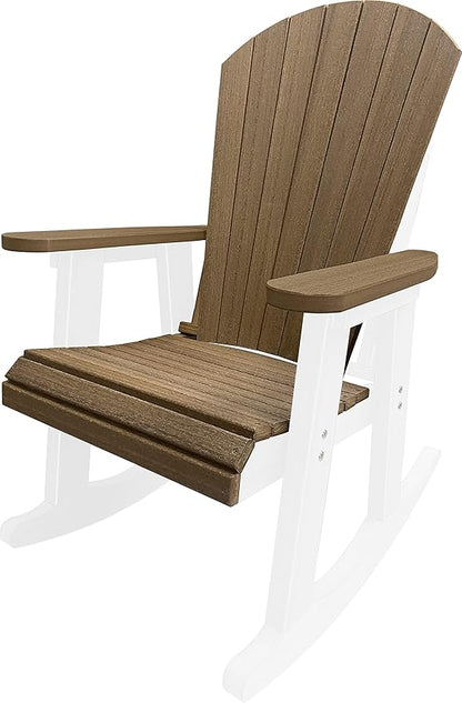 DuraWeather Poly® Adirondack Porch Rocker - Mahogany (Wood Grain) on White