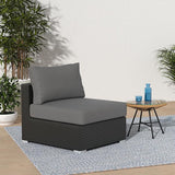 Modway EEI-1854-CHC-GRY Sojourn Wicker Rattan Outdoor Patio Sunbrella Fabric, Armless Chair, Canvas Gray - Photo 2