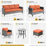 ovios Patio Furniture Set, 7 Pieces Outdoor Wicker Sofa Couch with Swivel Rocking Chairs Loveseat Comfy Cushions Rattan - Photo 7