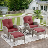 Belord 5 Piece Patio Rocking Chairs Furniture Set - Outdoor Wicker Furniture with Ottomans and Side Table - Photo 1