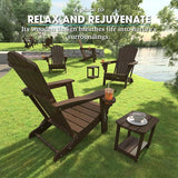 Folding Adirondack Chair Set of 2, HDPE All-Weather Outdoor Chair with Cup Holder, Wooden Textured, Fire Pit Chair - Photo 7