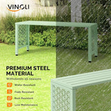 VINGLI 40in Outdoor Metal Bench, All-Weathe Backless Patio Bench with Slatted Seat＆Floral Side Panels - Photo 4