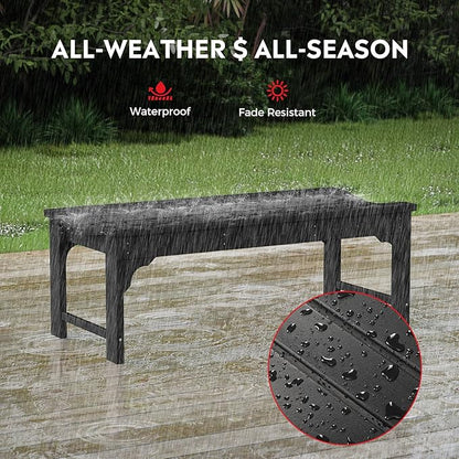 Costaelm Outdoor Benches Weatherproof, All Weather Resistant Park Bench Poly Lumber Backless Garden Bench Seat for Entryway Front Porch, Black