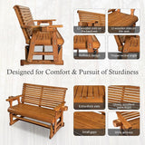 Fortune Candy Patio Glider with Cup Holders, High Roll Back and Deep Contoured Seat, Heavy Duty 800 Lb (Brown, 2-Seater) - Photo 6