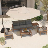Teak HDPE Outdoor Patio Furniture Set - Photo 9