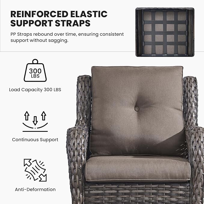 Belord Patio Wicker Furniture 4 Pieces Outdoor Furniture Set Patio Sofa Set with Wicker Chairs and Coffee Table - Photo 4