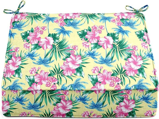 BrylaneHome Extra-Thick Seat Cushion - 23”L x 22”W x 5.5”H - Patio & Outdoor - Water, Stain & Fade Resistant - Banana Island