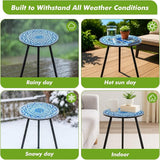 2 Packs Metal Mosaic Round Side Tables 13.4" Small Outdoor Patio Round Accent Coffee Tables Indoor Corner Stand for - Photo 5