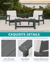 SERWALL HDPE Outdoor Couch, Grey Frame and Khaki Cushion - Photo 4