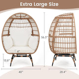 Oversized 360° Swivel Rattan Egg Chair for Adult, Indoor Outdoor Patio Large Wicker Egg Chair with Overstuffed Cushions - Photo 3
