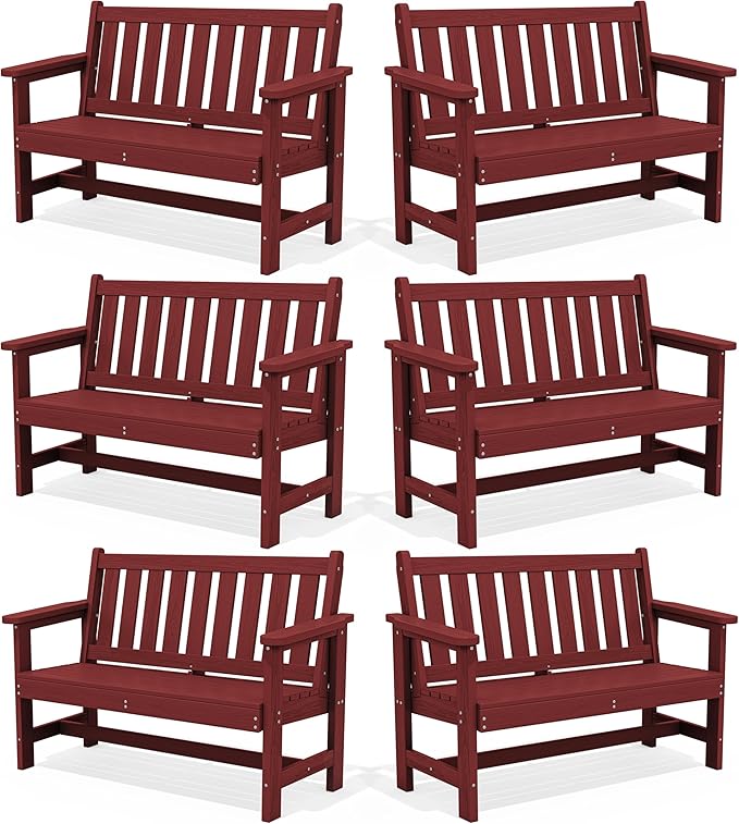SERWALL Outdoor Bench, HDPE Outdoor Benches Weatherproof, 2-Person Garden Bench with 660 lbs Weight Capacity - Photo 1