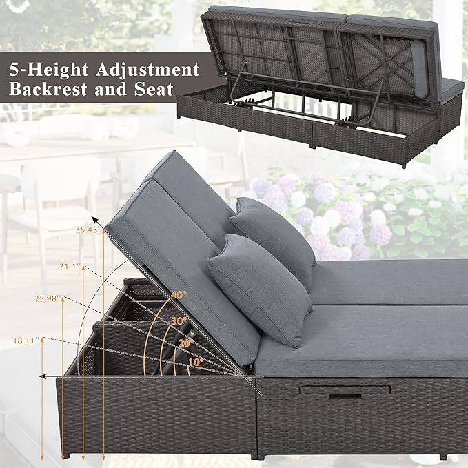 Harper & Bright Designs Garden Outdoor Chaise Lounge, Patio Pool Lounge Chairs for Outside - Photo 5