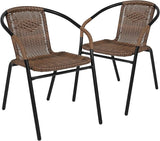 EMMA + OLIVER Set of 2 Modern Rattan Indoor/Outdoor Stack Chairs - Photo 2