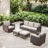 Rilyson Wicker Outdoor Patio Furniture Set - 5 Piece Patio Conversation Set with 2 Swivel Rocker Chairs - Photo 1