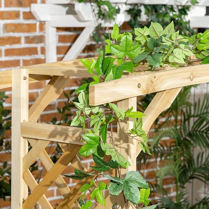 Outsunny Patio Garden Bench Arbor Arch with Pergola and 2 Trellises - Photo 7