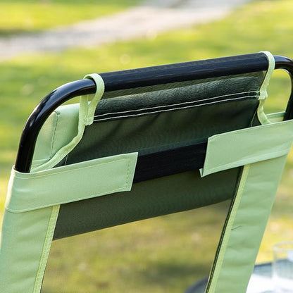 Outsunny Folding Patio Dining Chairs Set of 2, Outdoor Deck Chair with Adjustable Sling Back, Camping Chair with Removable Headrest for Garden, Backyard, Lawn, Green