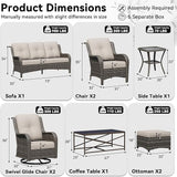 9 Piece Outdoor Wicker Patio Furniture Set, Patio Chairs Set with Thickened Olefin Cushions, High Back and Deep Seating - Photo 2