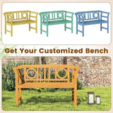 Tangkula Acacia Wood Outdoor Bench with Backrest, 2-Person Patio Wood Bench with Curved Armrests, Slatted Seat - Photo 7