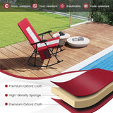 Goplus Oversized Folding Rocking Chair, Padded Patio Lounge Rocker w/Metal Frame, Armrests, Side Pocket - Photo 3