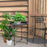 Garden 4 you End Table 2 PCS Metal Side Table Black Round Folding Tray Cyan Sofa Small Accent Fold-able Table - Photo 9