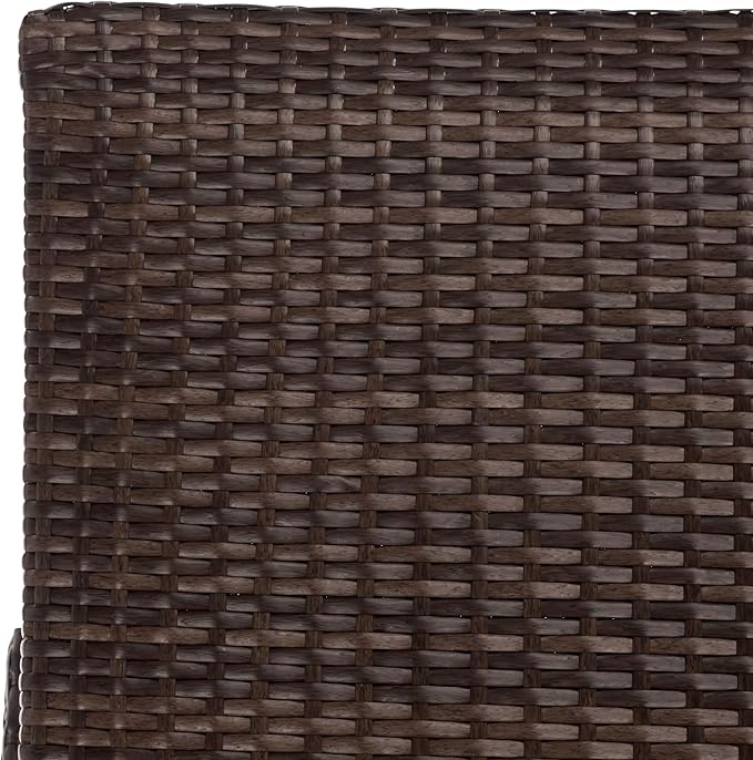 SAFAVIEH Outdoor Patio Furniture Collection – Alex Brown & Taupe Quick Dry Foam Lounger, Adjustable Outdoor Chaise, Modern Curved Design (PAT7545B)