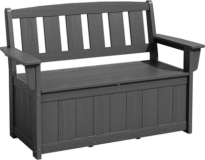 SERWALL HDPE Outdoor Storage Bench, All-Weather, UV-Resistant Deck Box with Waterproof Storage Bags, 57 Gallon Dual-Use Seat & Organizer Deck Boxes for Patio, Garden Tools & Pool (Gray)