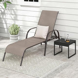 Giantex 2 Pack Patio Lounge Chair, Outdoor Chaise Lounge with 5 Adjustable Backrest, Sturdy Steel Frame - Photo 9