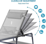 Foldable Outdoor Lounge Chairs Set of 2, No Assembly Chaise Lounge Outdoor with Cup Holder and 6 Adjustable Positions - Photo 4