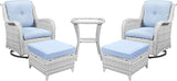 Belord 5 Piece Wicker Patio Furniture Set, Outdoor Swivel Rocker Chairs Set of 2 with Ottomans and Side Table - Photo 1