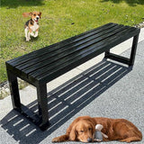 Garden Benches with Metal Legs, Outdoor Bench for Garden, Smooth and Comfortable, can Accommodate 2-3 People(Black - Photo 1