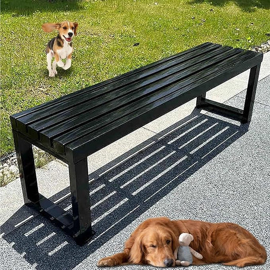 Garden Benches with Metal Legs, Outdoor Bench for Garden, Smooth and Comfortable, can Accommodate 2-3 People(Black,120cm)