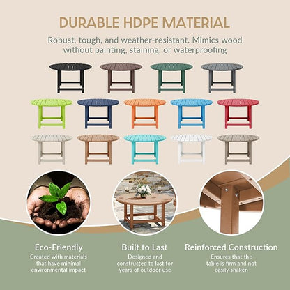 WestinTrends Malibu Low Outdoor HDPE Round Patio Coffee Table, Teak