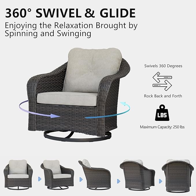 Wicker Swivel Rocking Chairs Set 2 - Photo 6