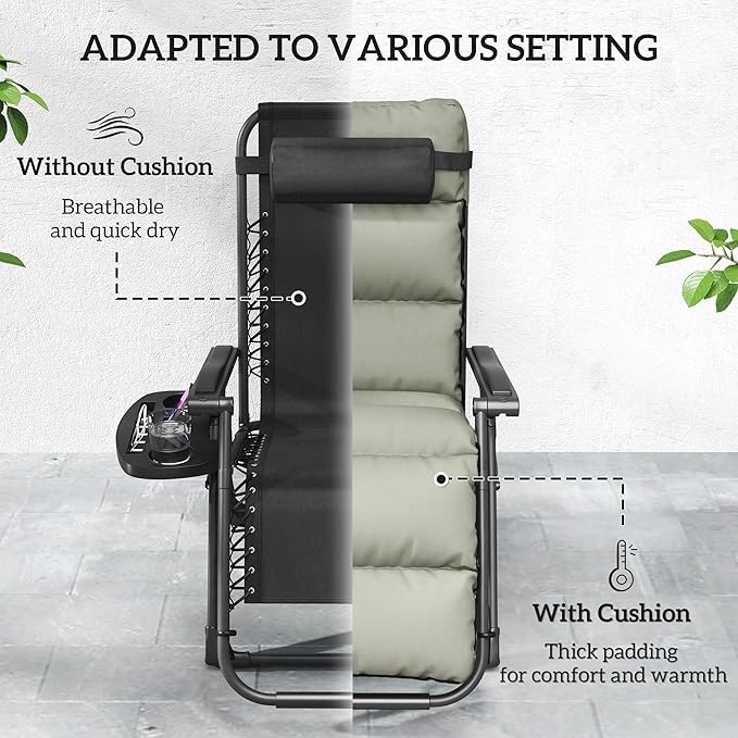 Outsunny Zero Gravity Chairs Set of 2, Reclining Folding Zero Gravity Lounge Chair - Photo 5