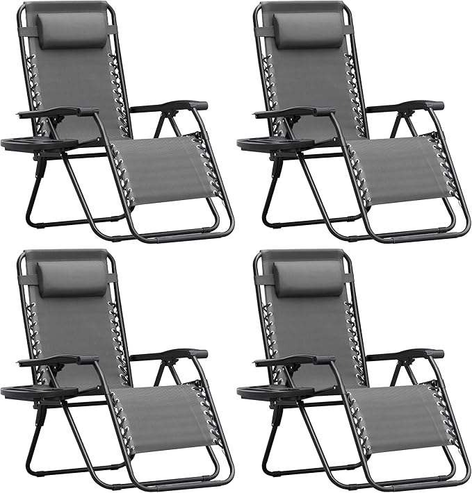 Homall Zero Gravity Chair Patio Folding Lawn Outdoor Lounge Gravity Camp Reclining Lounge Chair with Cup Holder Pillows - Photo 1