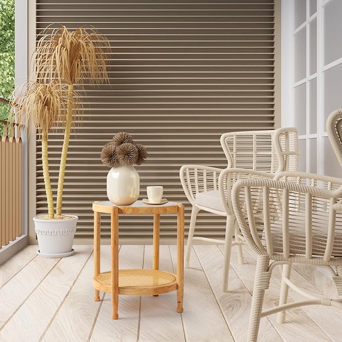 Outvita Outdoor Side Table, Rattan Rubber Wood Coffee Table with Weather - Resistant Coating, Double - Layer Storage, 19.7"x19.7"x 23.2", Easy Assembly for Patio, Garden, Living Room, Bedroom