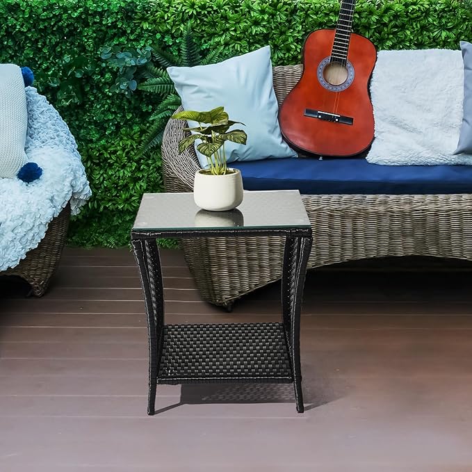 HomVent Patio Wicker Rattan Side Table - Photo 2