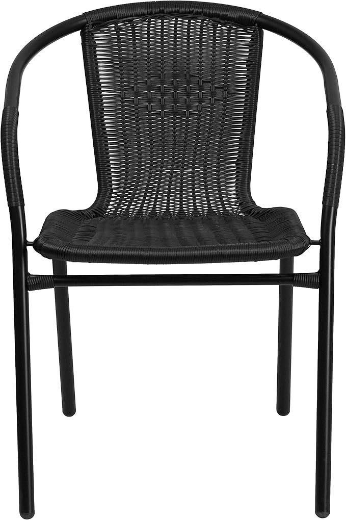 EMMA + OLIVER Set of 4 Modern Rattan Indoor/Outdoor Stack Chairs - Photo 8
