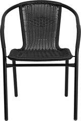 EMMA + OLIVER Set of 4 Modern Rattan Indoor/Outdoor Stack Chairs - Photo 8
