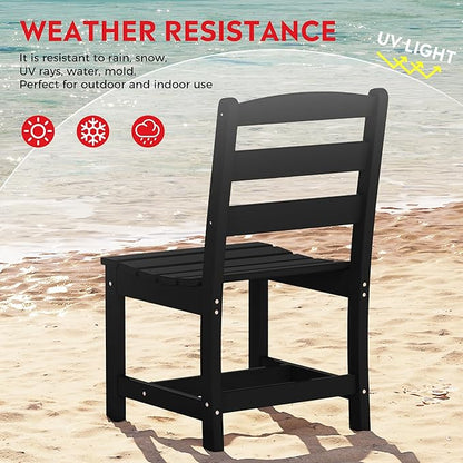 Costaelm Outdoor Dining Chair, Armless Patio Adirondack Chair, HDPE Poly Lumber, Waterproof Indoor/Outdoor Restaurant Bistro Dining Chair for Outside Porch Backyard Garden, Black