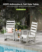 GREENVINES Tall-Outdoor-Side-Table Set of 2 | 23.5" | HDPE Plastic | Patio Adirondack End Tables | All Weather | 2-Tier - Photo 4