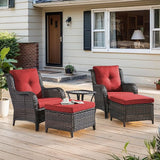 Belord Wicker Furniture 4 Pieces Outdoor Patio Furniture Set Patio Chairs with Ottomans Conversation Set for Porch - Photo 8