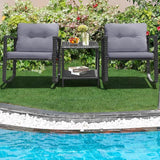 HAPPYGRILL 3 Pieces Rocking Bistro Set Outdoor Patio Conversation Set with Rocking Chairs and Coffee Table - Photo 2